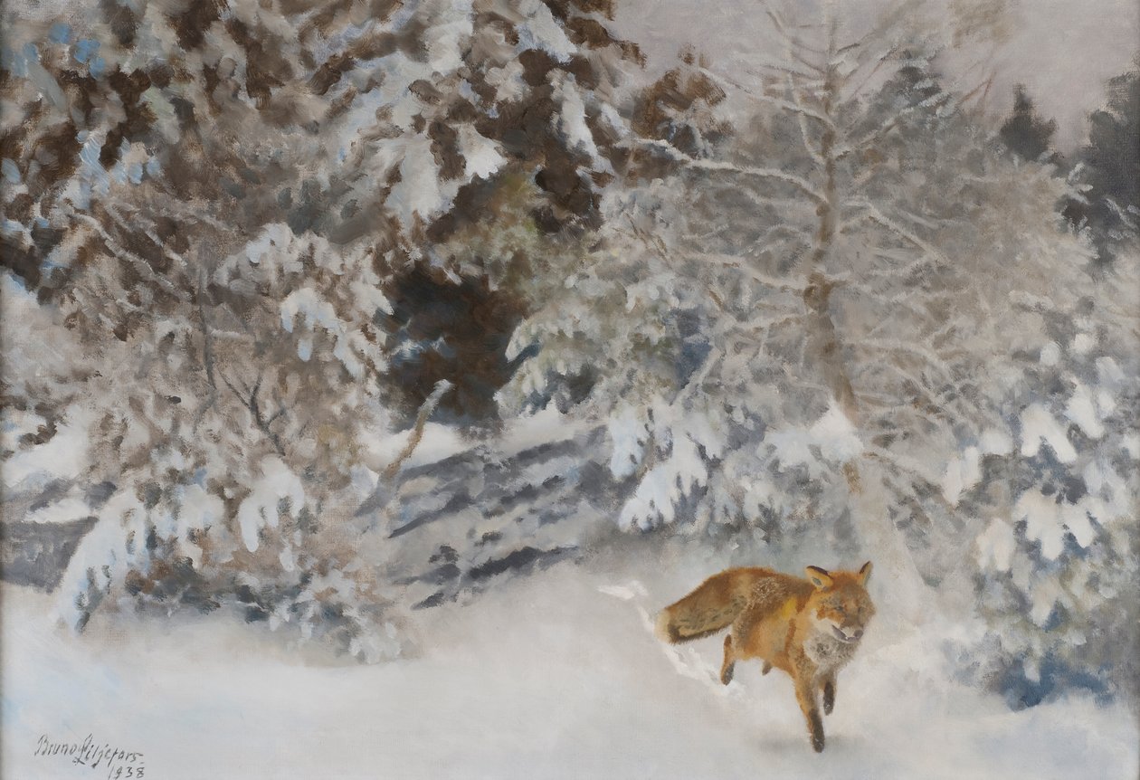 Vos in winterlandschap, 1938 door Bruno Andreas Liljefors