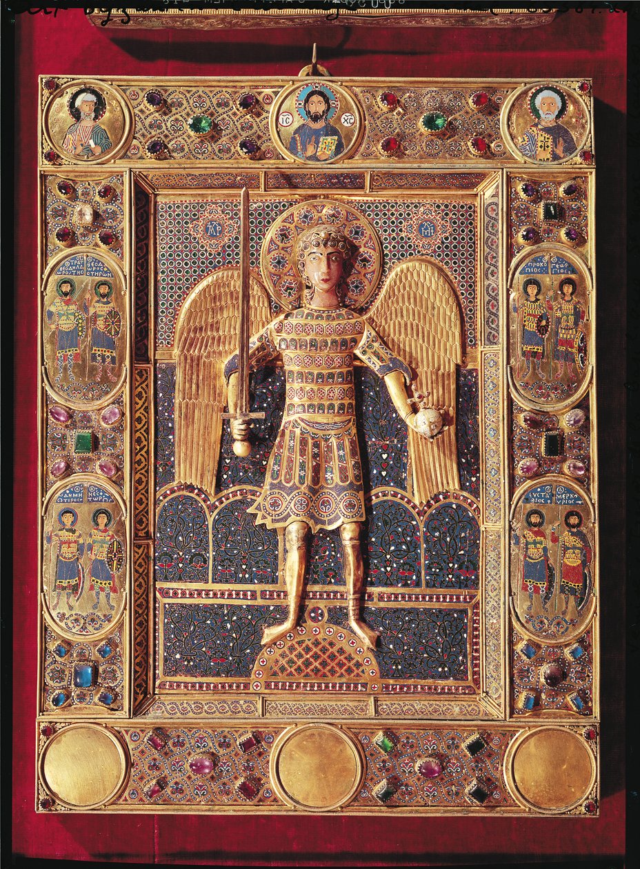 Geëmailleerde Plaquette die de Aartsengel Michaël toont door Byzantine
