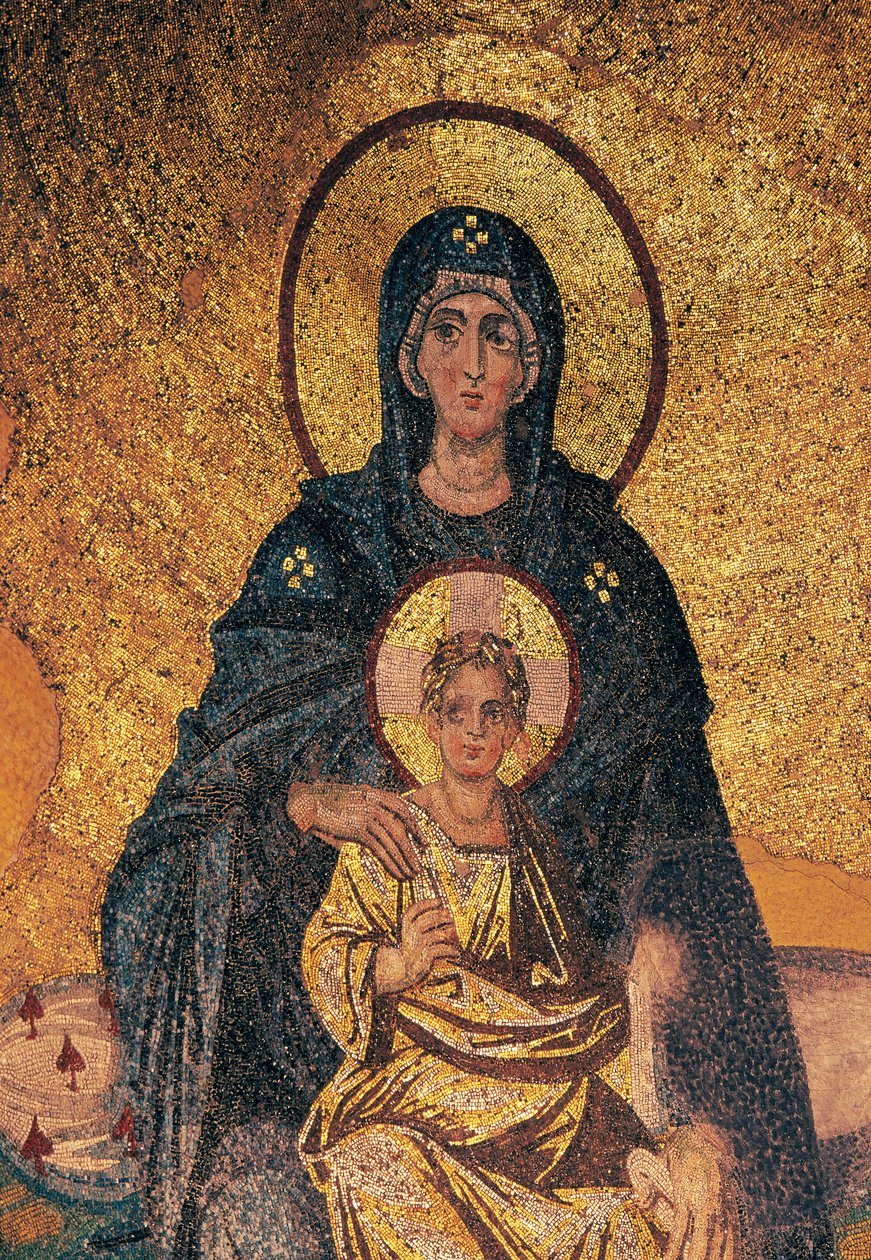Maagd en Kind op de troon (mozaïek) door Byzantine Byzantine