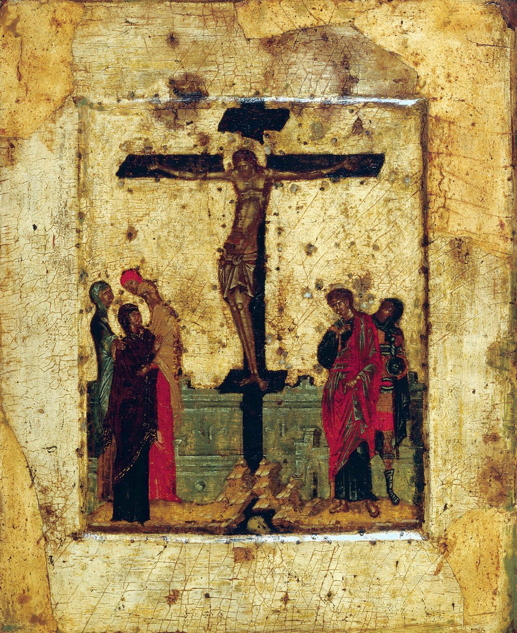 De kruisiging, eind 14e eeuw door Byzantine icon.