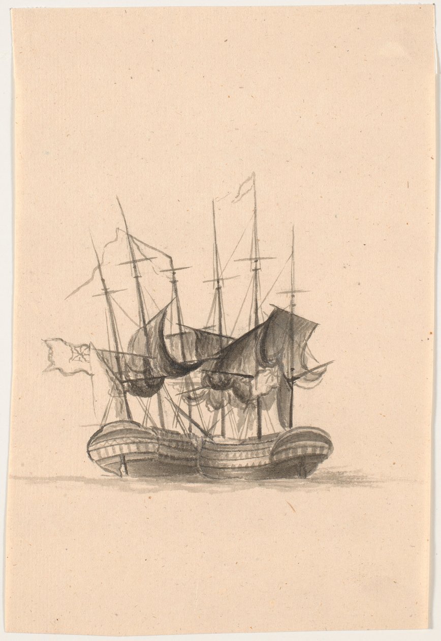 Twee Engelse oorlogsschepen door C.A. Lorentzen