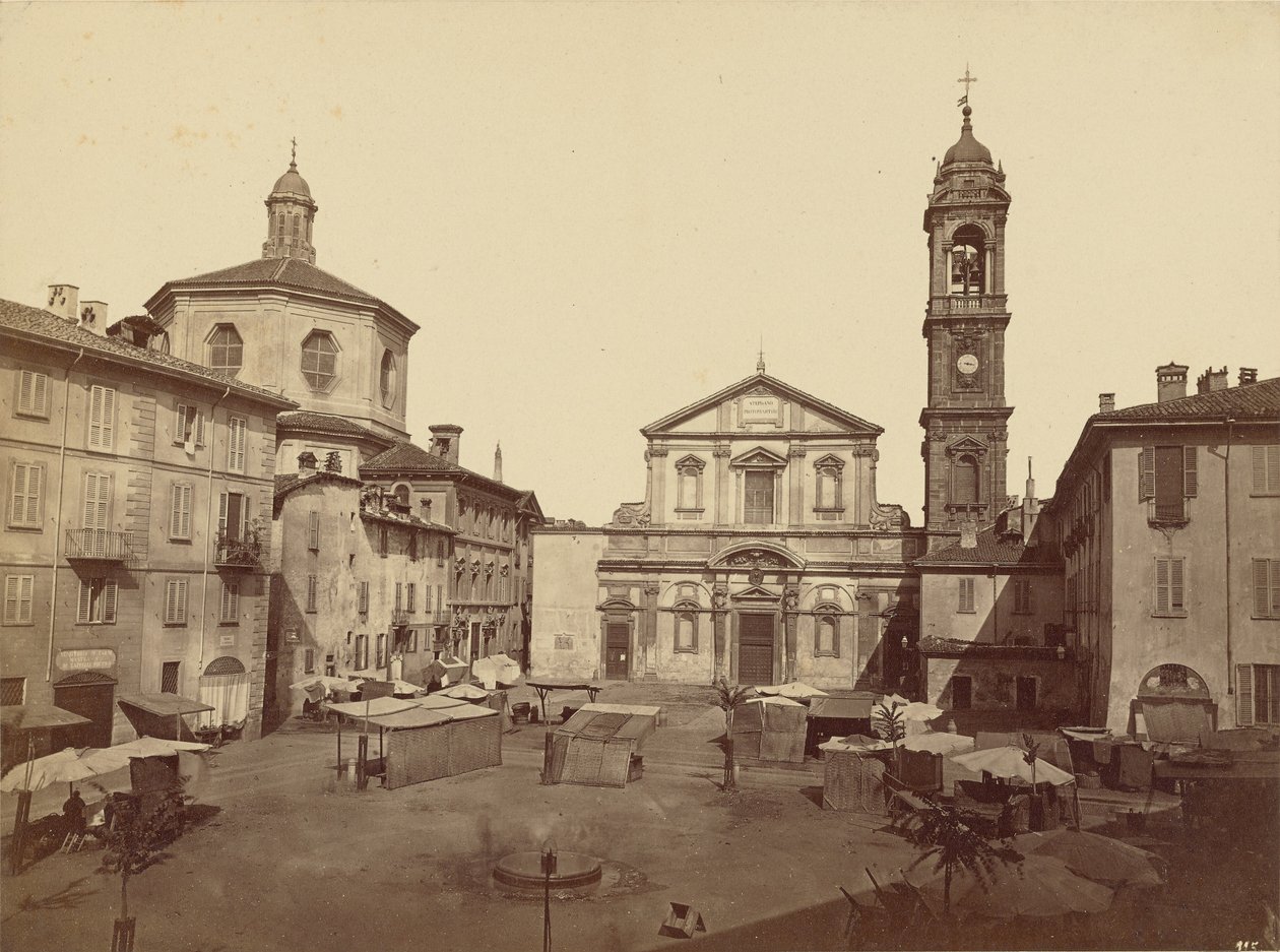 Uitzicht op Milaan: Piazzo Santo Stefano door C.D. Wagner