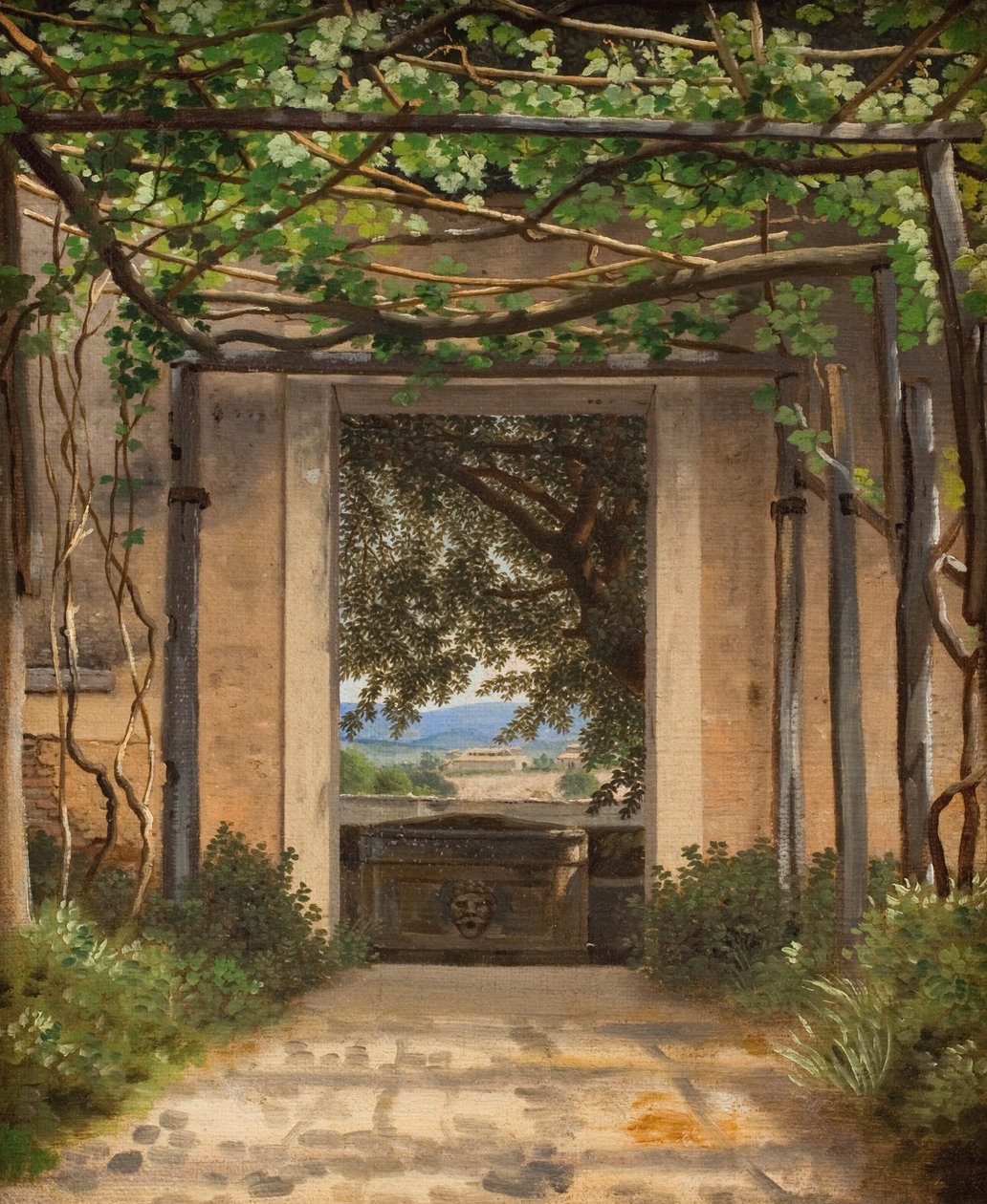 Een pergola, Italië door Christoffer Wilhelm Eckersberg