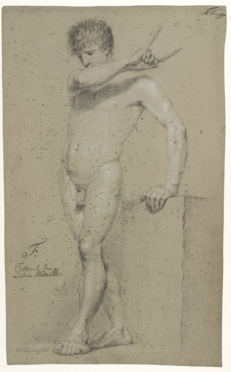 Mannelijk staand model, profiel naar links door Christoffer Wilhelm Eckersberg
