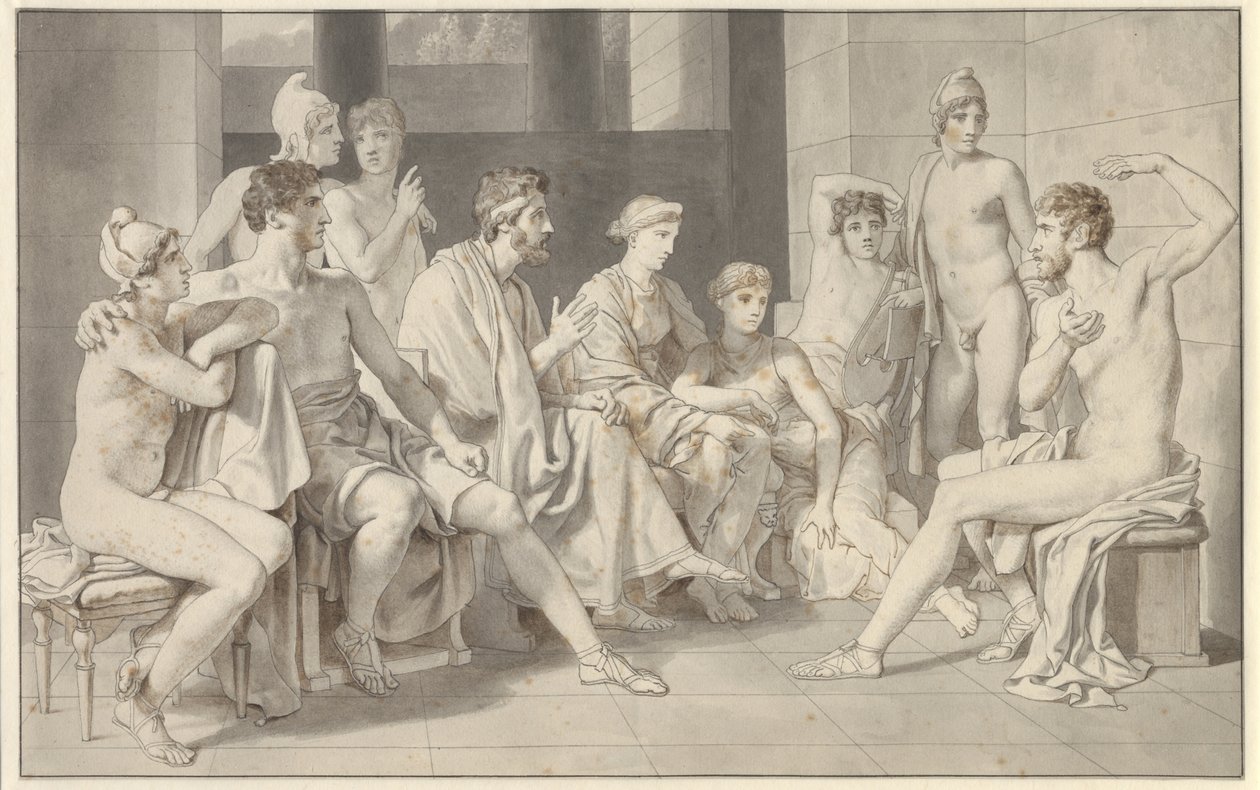 Odysseus bij Alkinoos vertelt over zijn leven door Christoffer Wilhelm Eckersberg