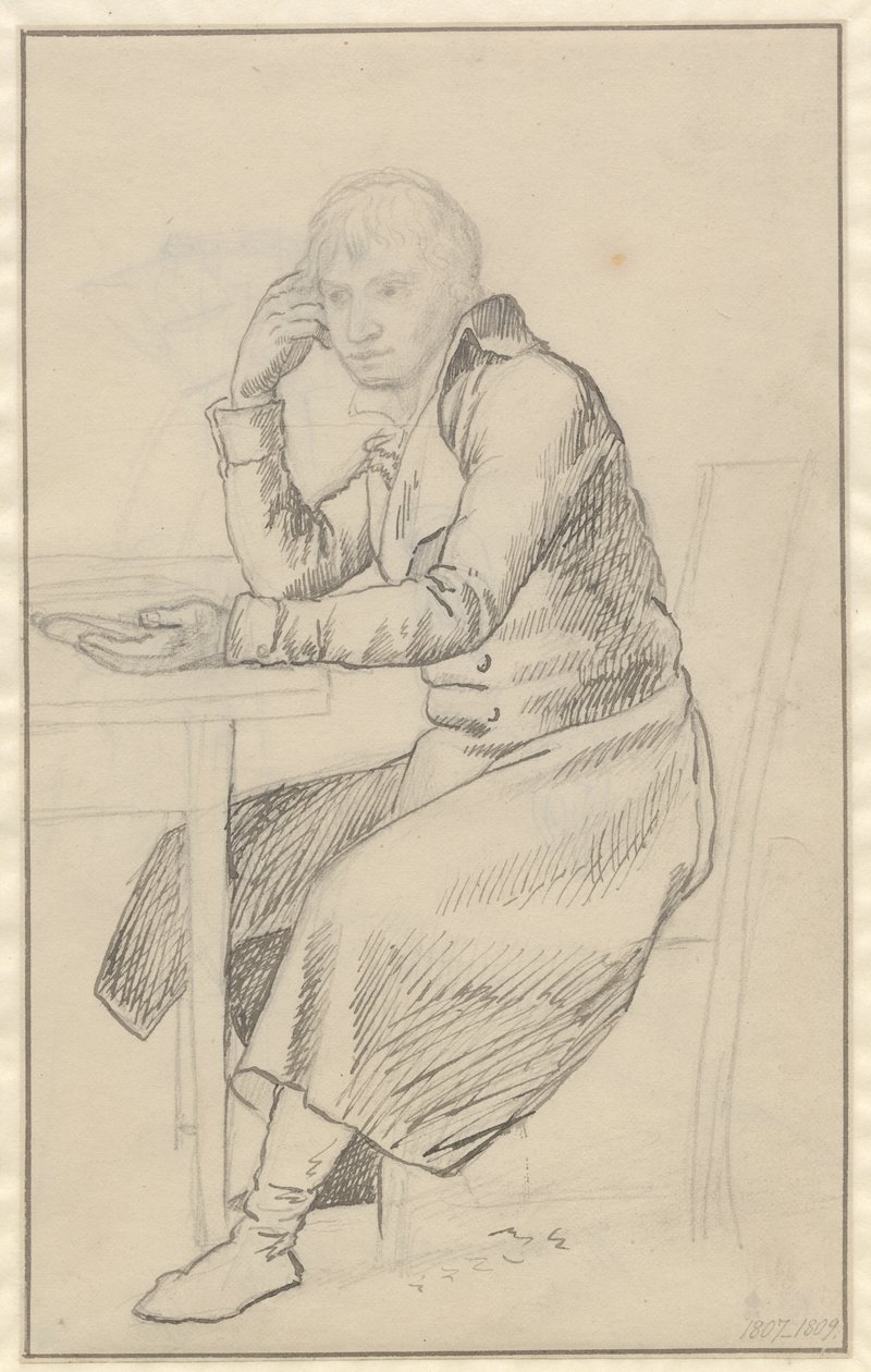 Zittende man aan een tafel door Christoffer Wilhelm Eckersberg