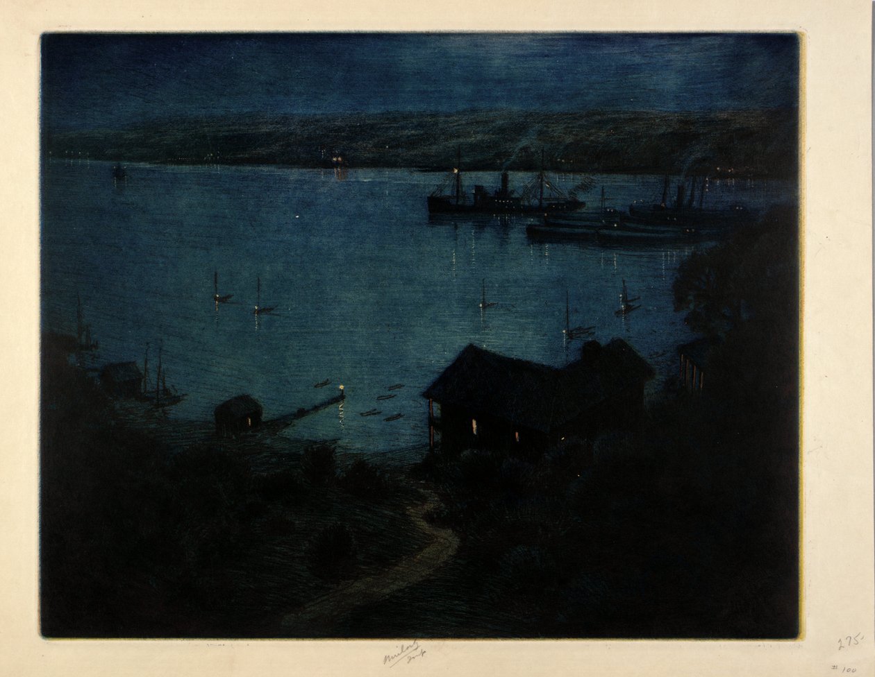 Maanlicht-Hudson rivier door C. F. William Mielatz