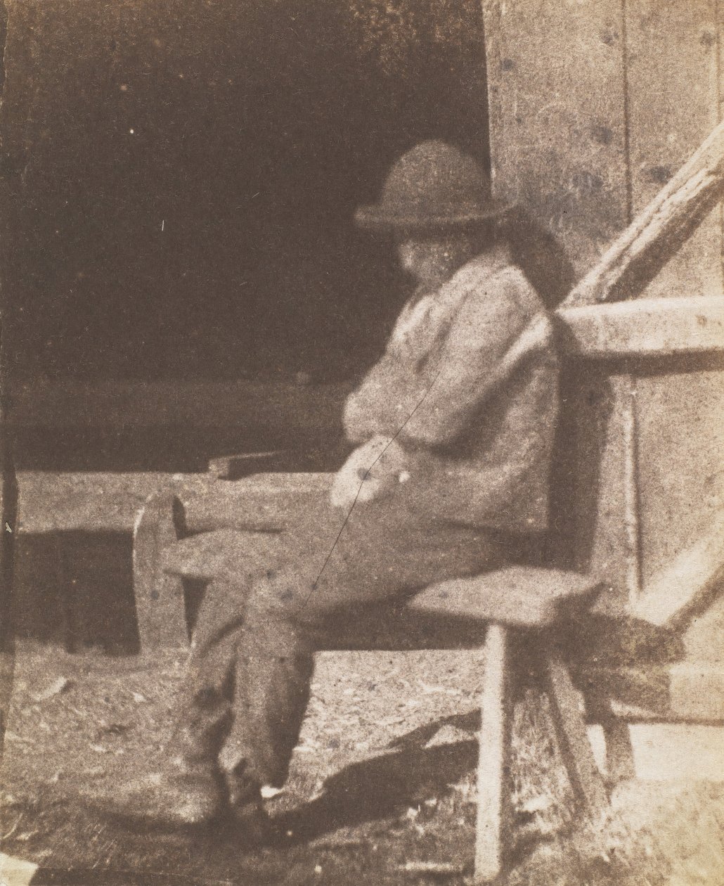 Zittende jongen, 1845-50 door Calvert Jones