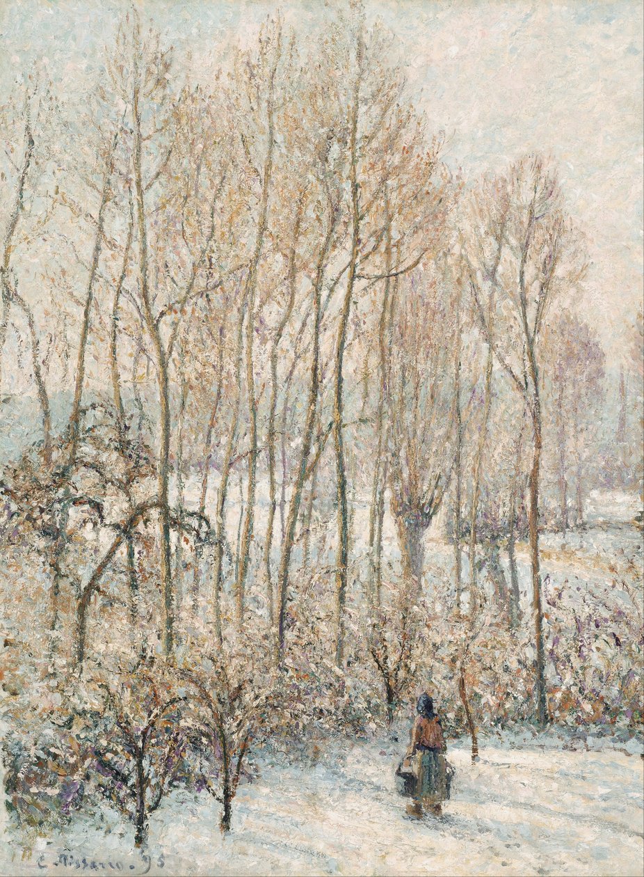 Ochtendzonlicht op de sneeuw, Eragny-sur-Epte door Camille Jacob Pissarro