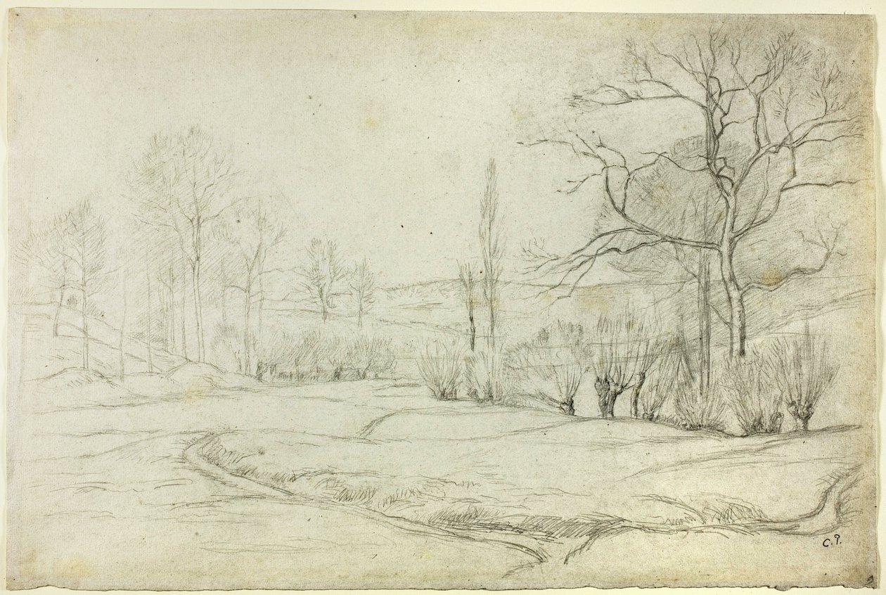 Landschap in Montfoucault door Camille Pissarro