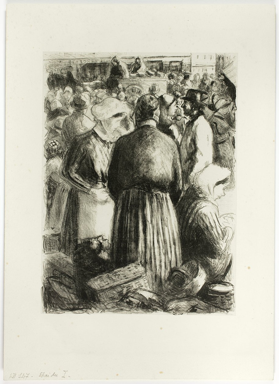 Markt in Pointoise door Camille Pissarro