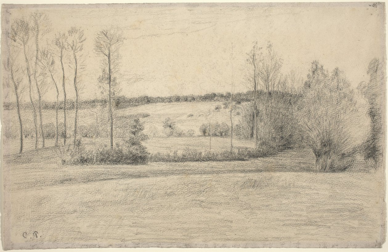 Bomen en Weiden bij Eragny, 1895-1900 door Camille Pissarro