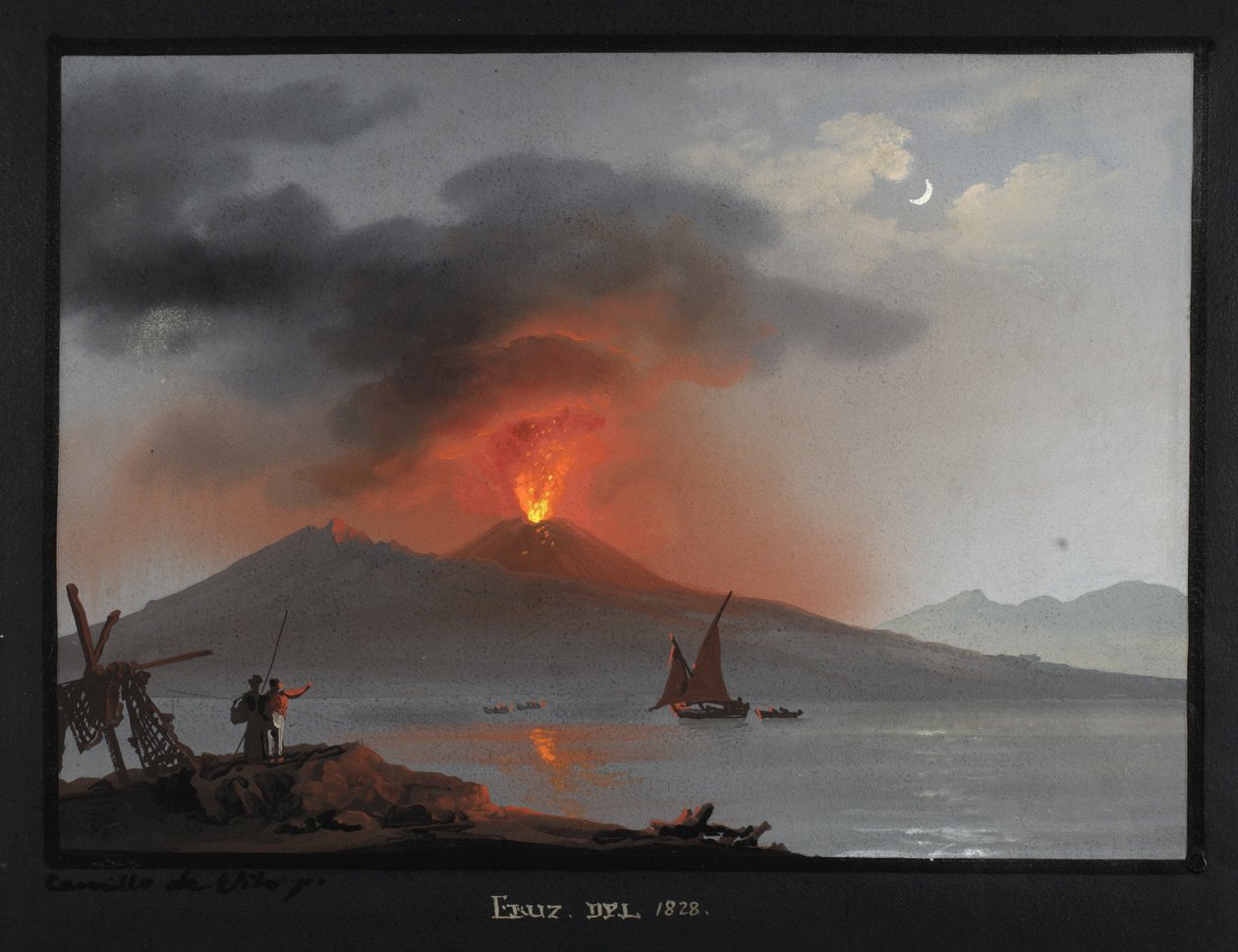 Vesuvius, uitbarsting van 1828 door Camillo de Vito
