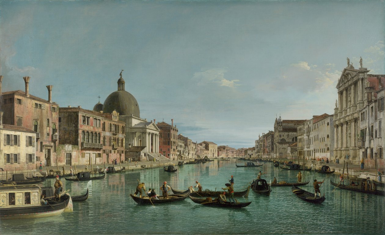 Het Grote Kanaal in Venetië met San Simeone Piccolo en de Scalzi-kerk, ca. 1738 door Giovanni Antonio Canal