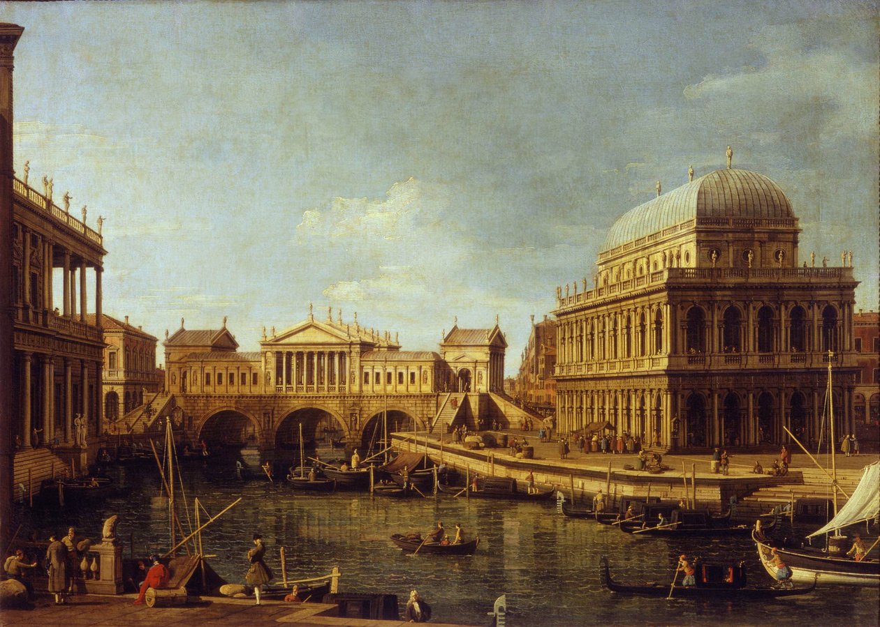 Capriccio met Palladiaanse architectuur door Canaletto