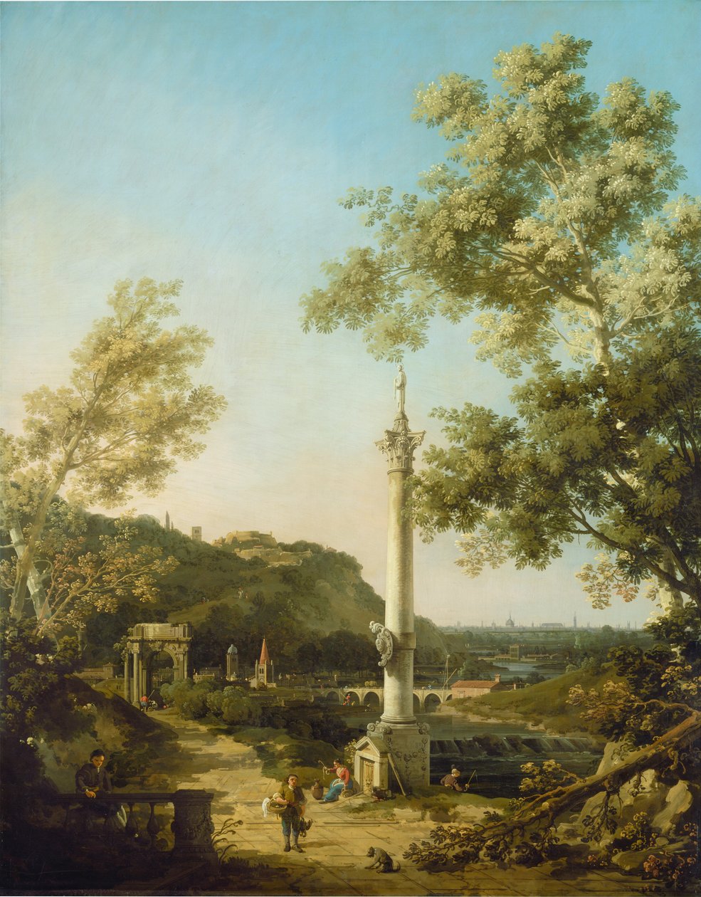 Engels Landschap Capriccio met een Zuil, c. 1754 door Canaletto