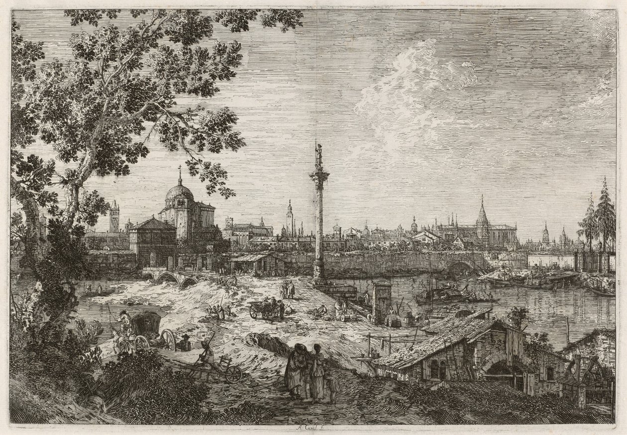 Denkbeeldig Uitzicht op Padua door Canaletto