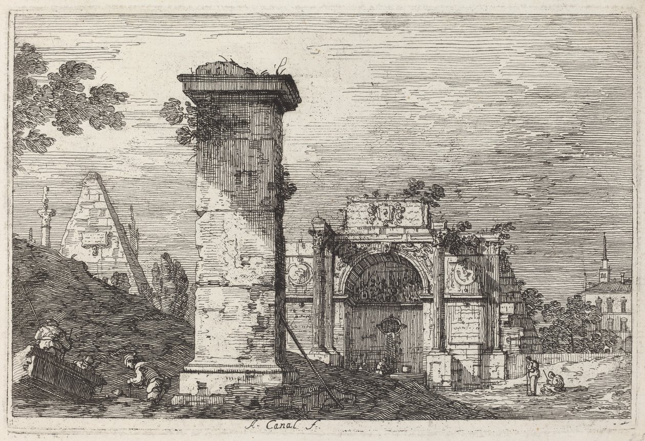 Landschap met Verwoeste Monumenten door Canaletto