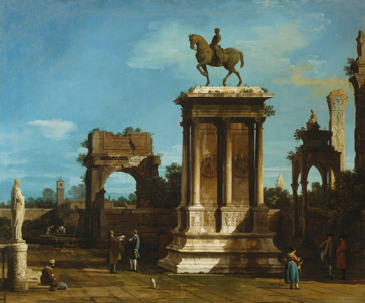 Het Colleoni-monument in een Caprice-omgeving door Canaletto