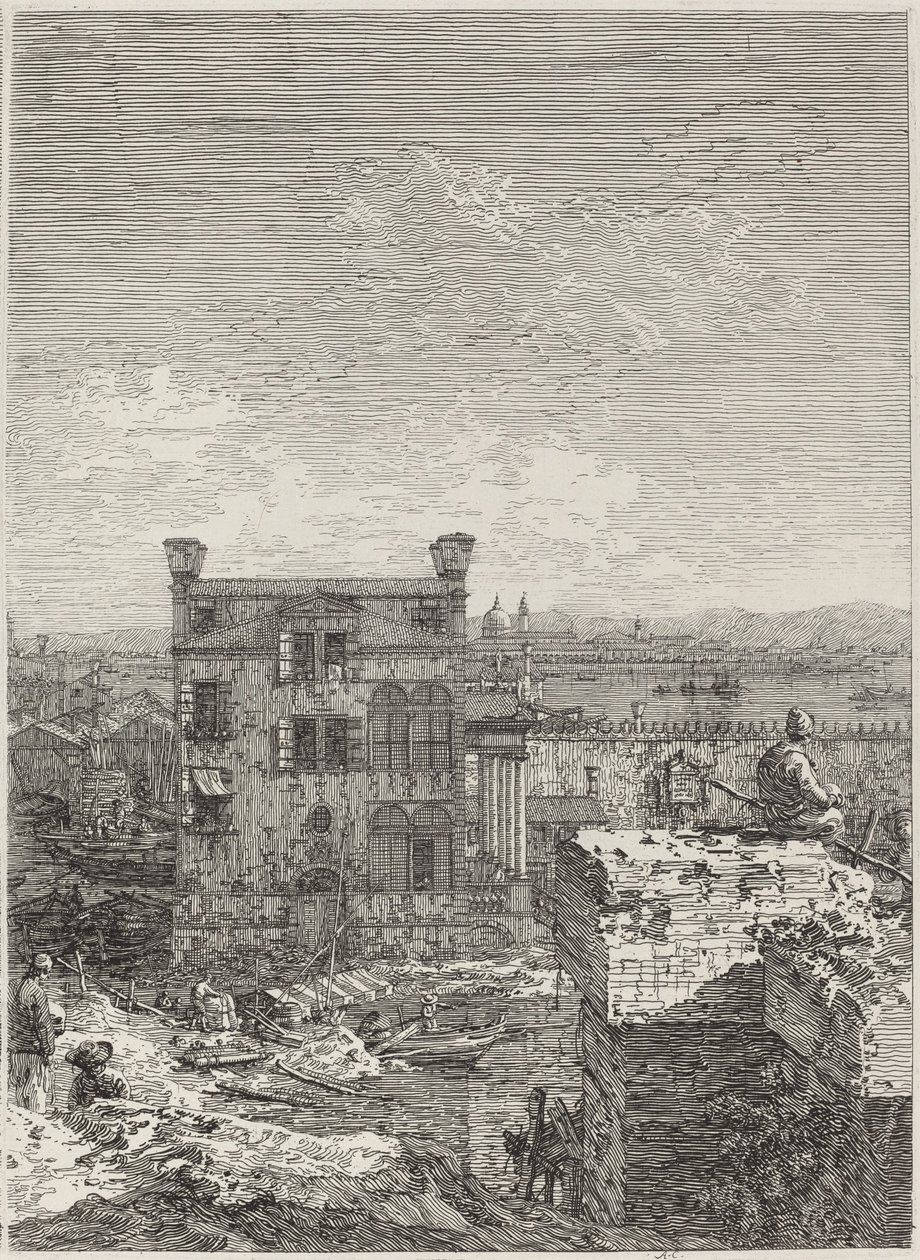 Het Huis met het Peristyle [rechts] door Canaletto