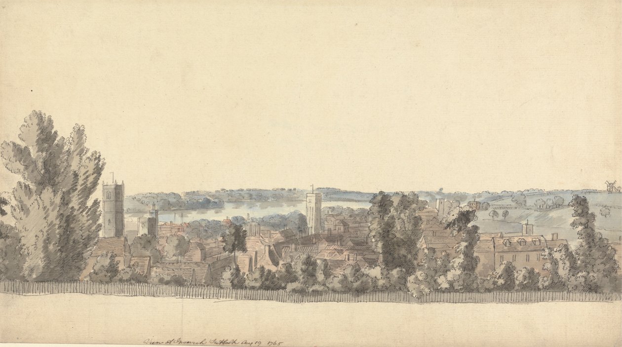 Uitzicht op Ipswich, Suffolk door Capt. Francis Grose