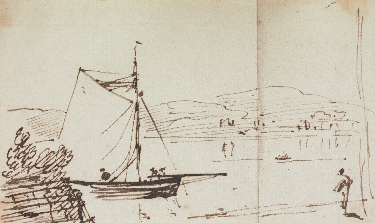 Schets van een zeilboot door Capt. Thomas Hastings