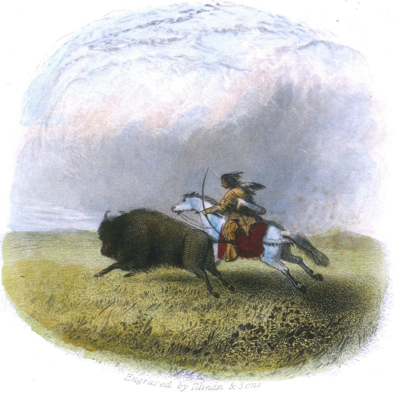 Buffeljacht, gegraveerd door Tilman und Sons, 1853 door Captain Seth Eastman