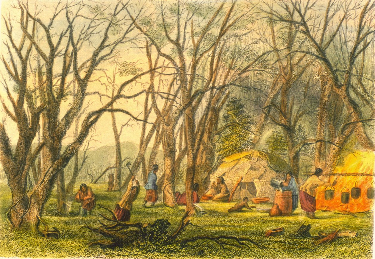 Indiaans suiker kamp, 1853 door Captain Seth Eastman