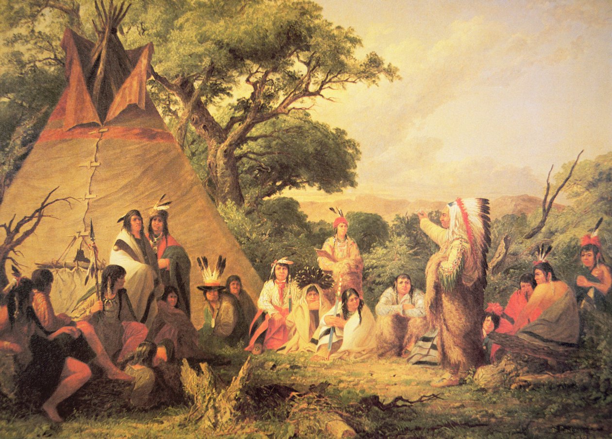 Sioux Indianenraad door Captain Seth Eastman