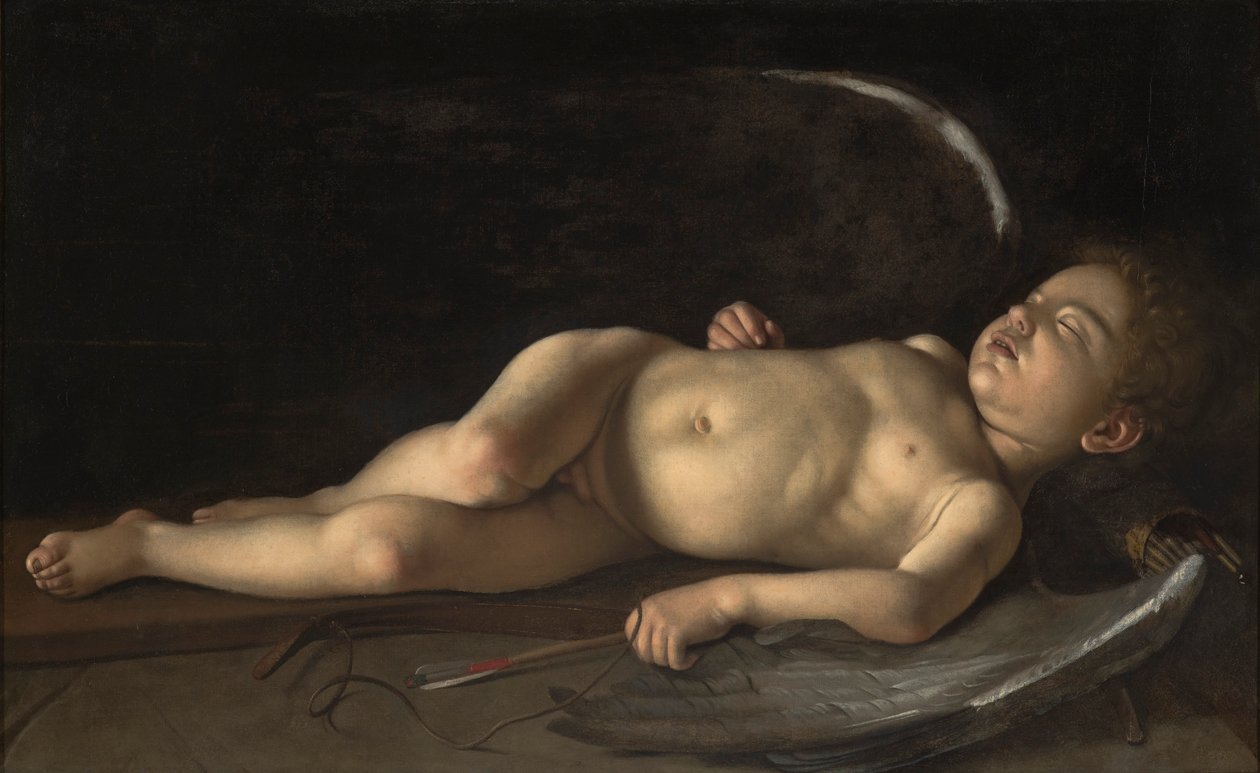 Slapende Cupido door Caravaggio