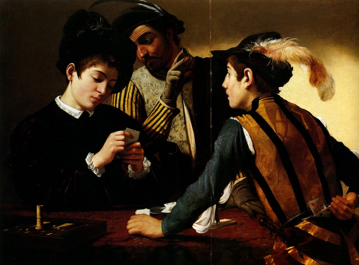 De kaartspelers door Michelangelo Merisi Caravaggio