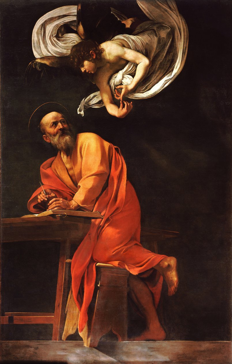 De Inspiratie van Sint Matteüs door Caravaggio
