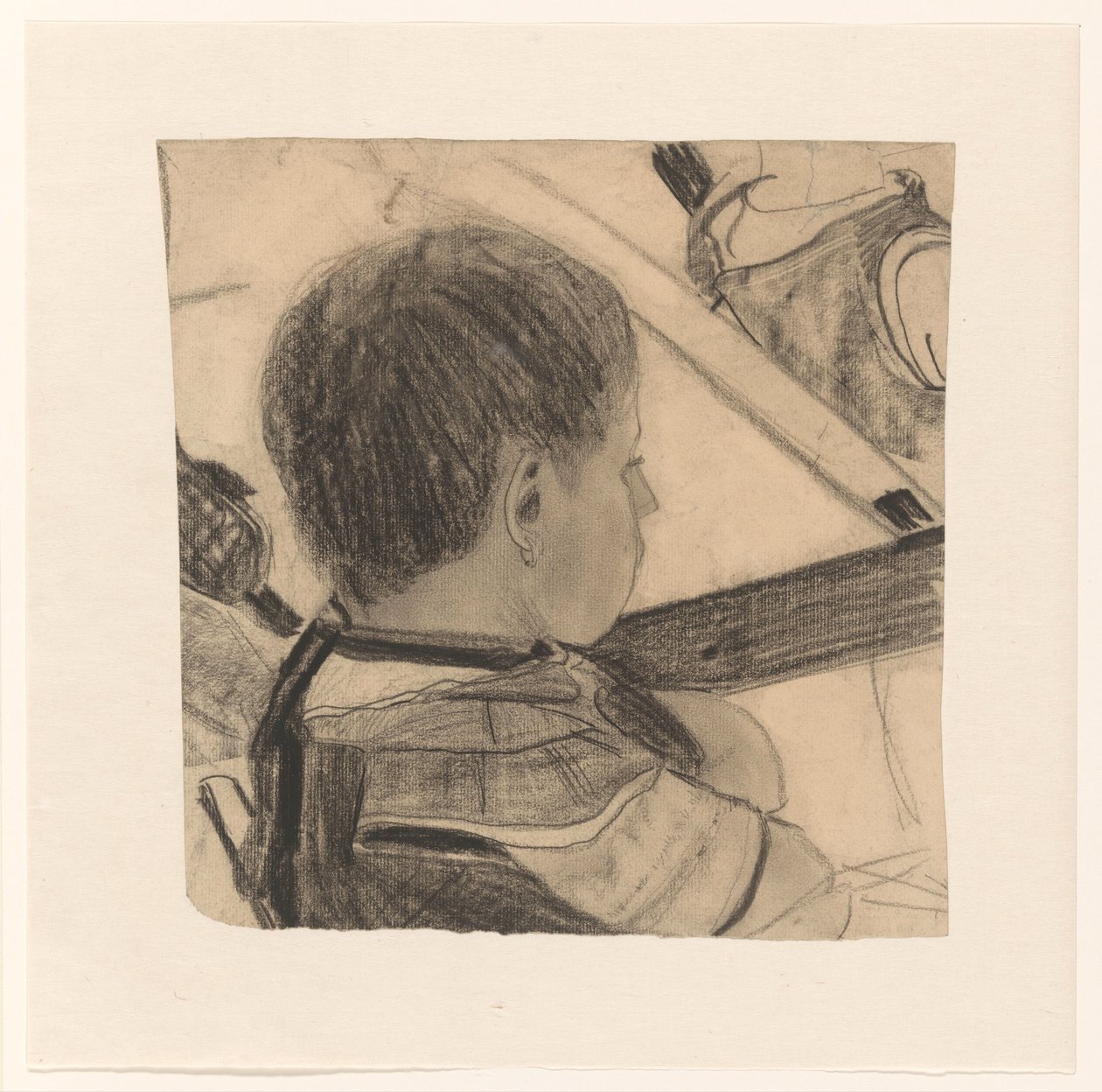 Schoolkind, gezien van schuin achter door Carel Adolph Lion Cachet