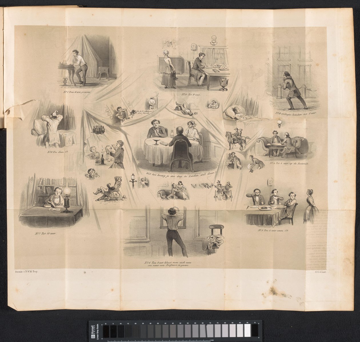 Spotprent in Leidse studentenalmanak, 1853 door Carel Christiaan Antony Last