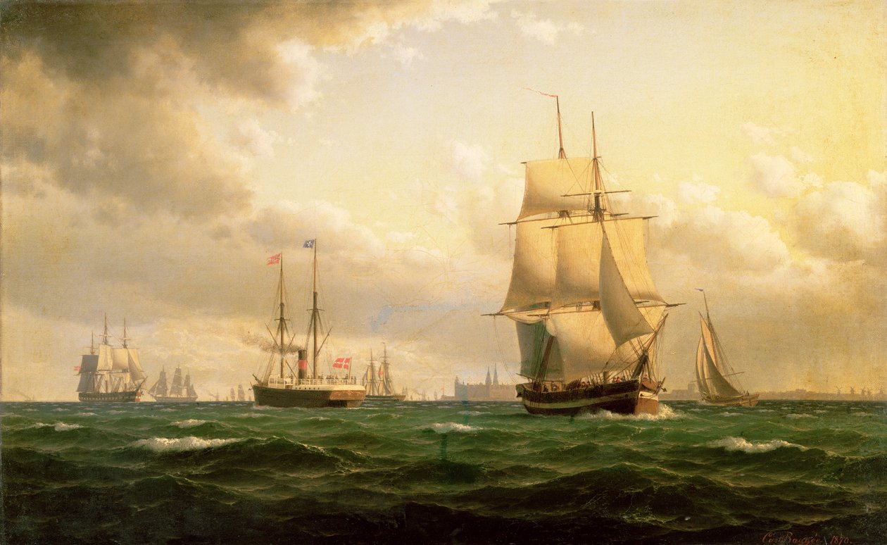 Scheepvaart bij kasteel Elsinore door Carl Emil Baagoe