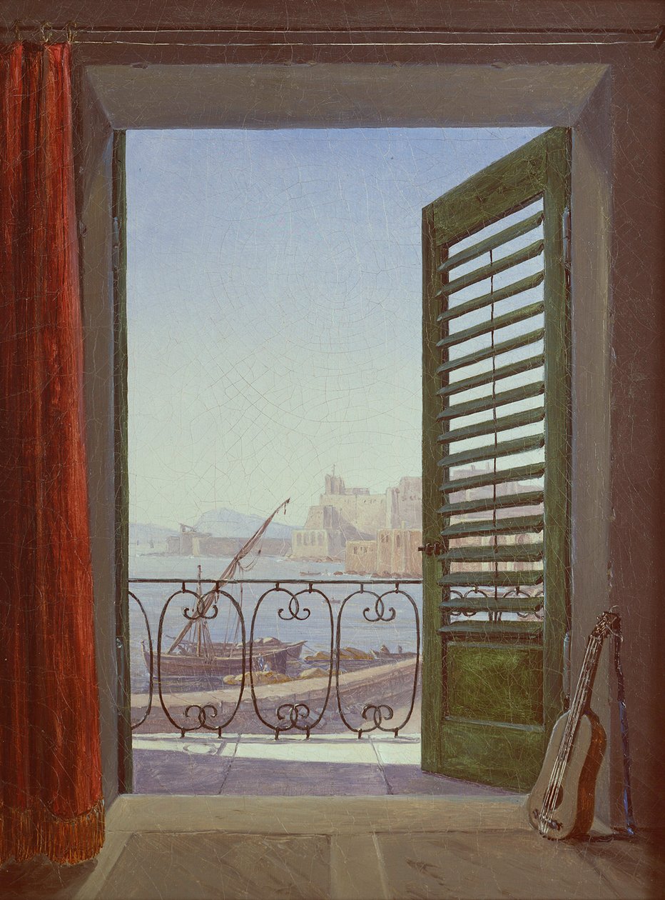 Balkon in Napels door Carl Gustav Carus