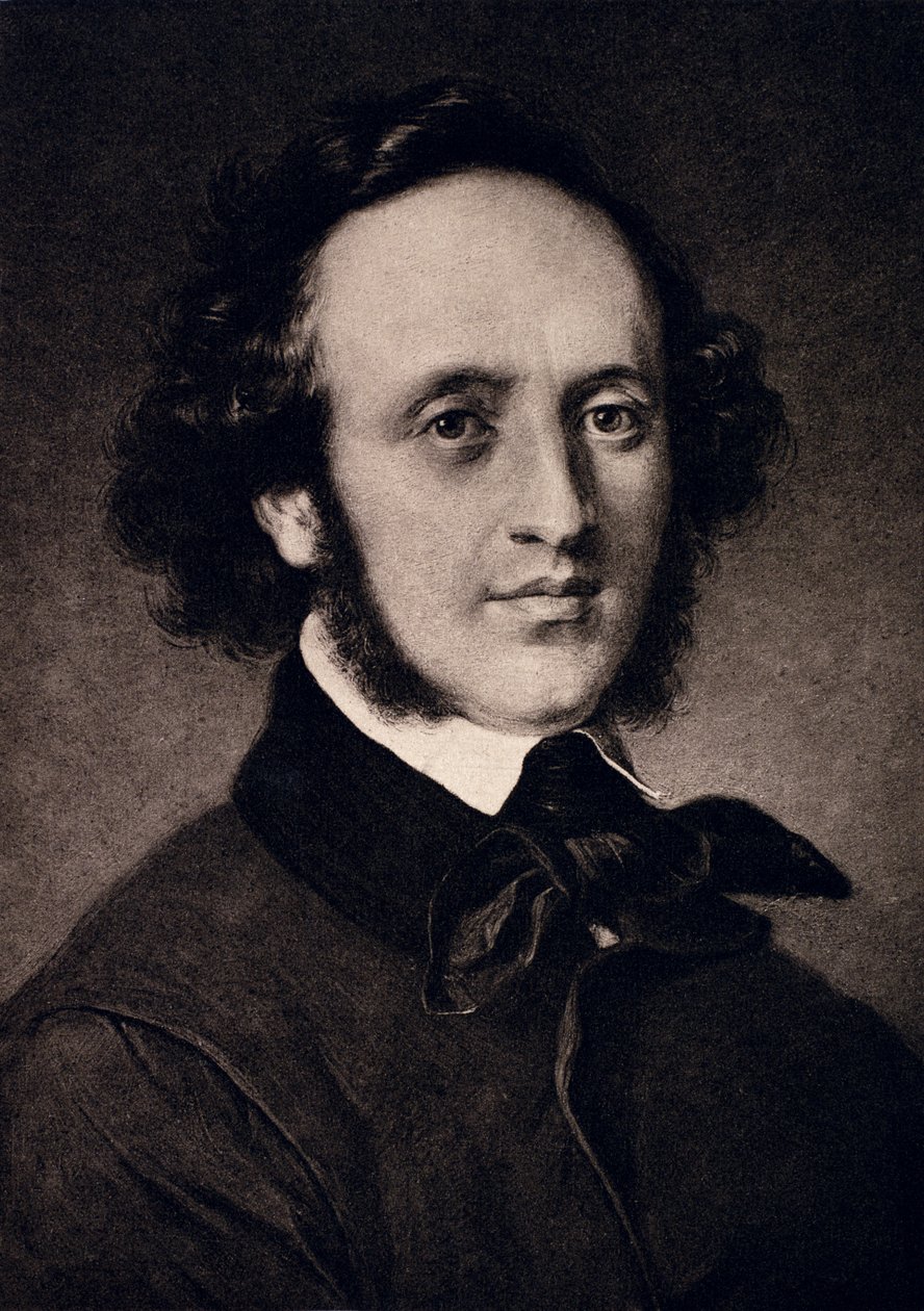 Portret van Felix Mendelssohn (1809-47) gegraveerd door F. Bruckmann door Carl Jaeger