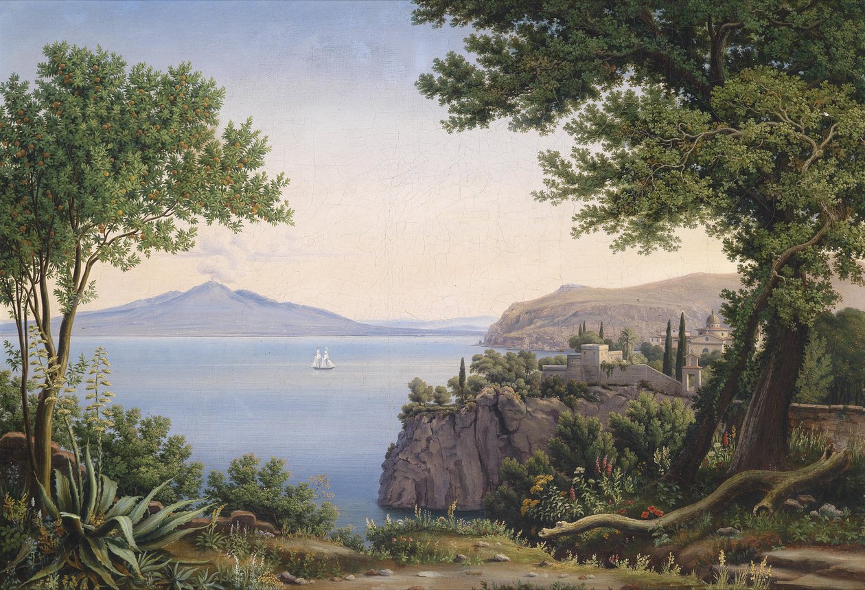 Uitzicht op de Vesuvius door Carl Ludwig Rundt