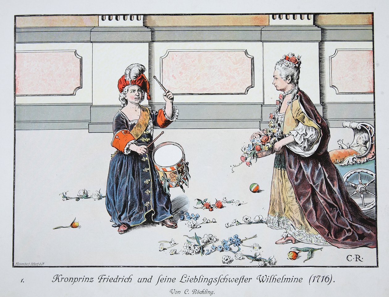 Kroonprins Frederik en zijn favoriete zus, Wilhelmine, 1716 door Carl Röchling