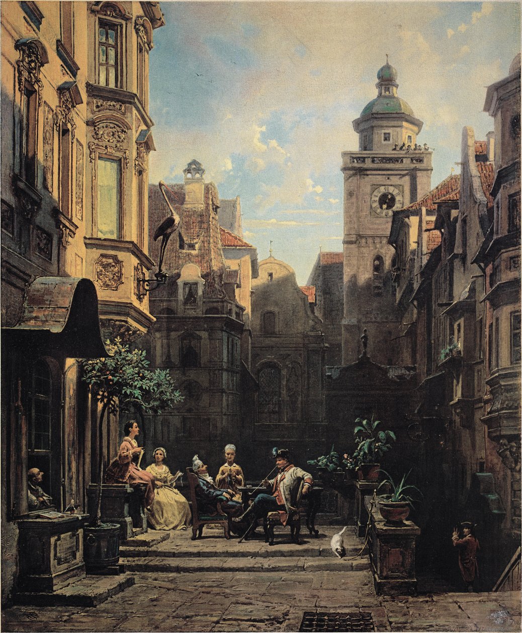 Een goed gesprek door Carl Spitzweg