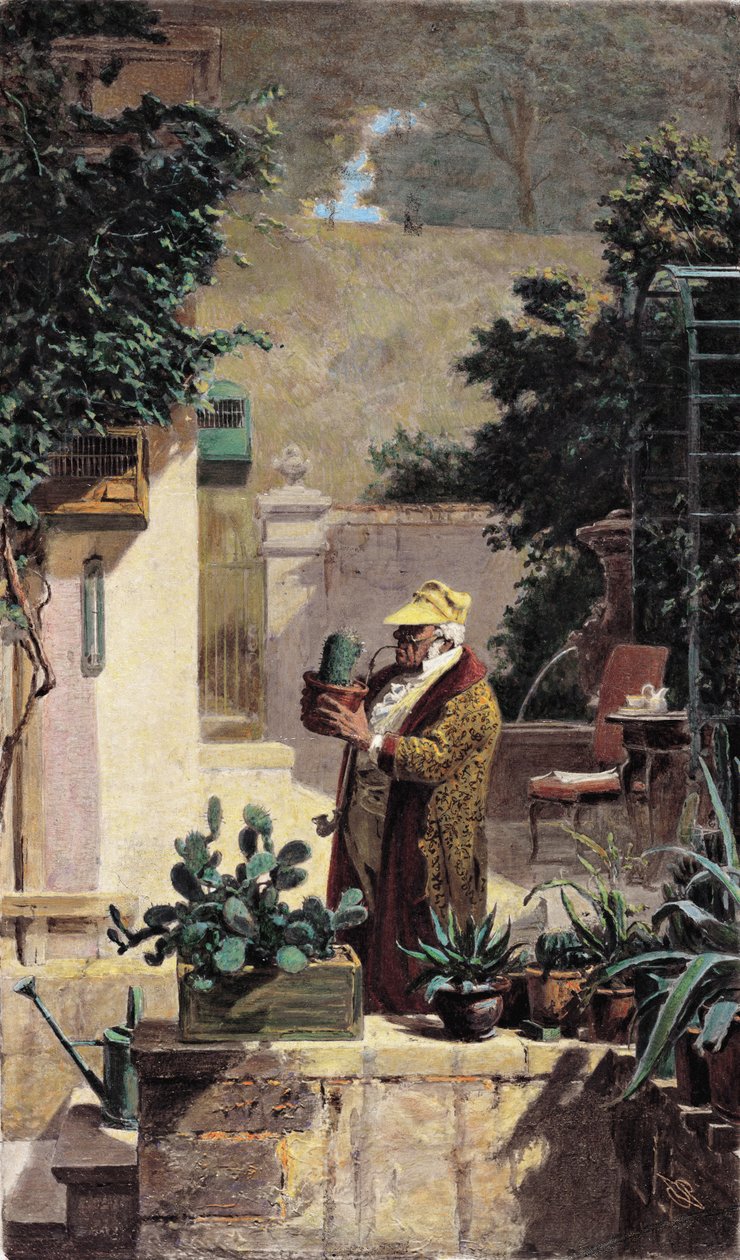 De Cactusliefhebber, voor 1858 door Carl Spitzweg