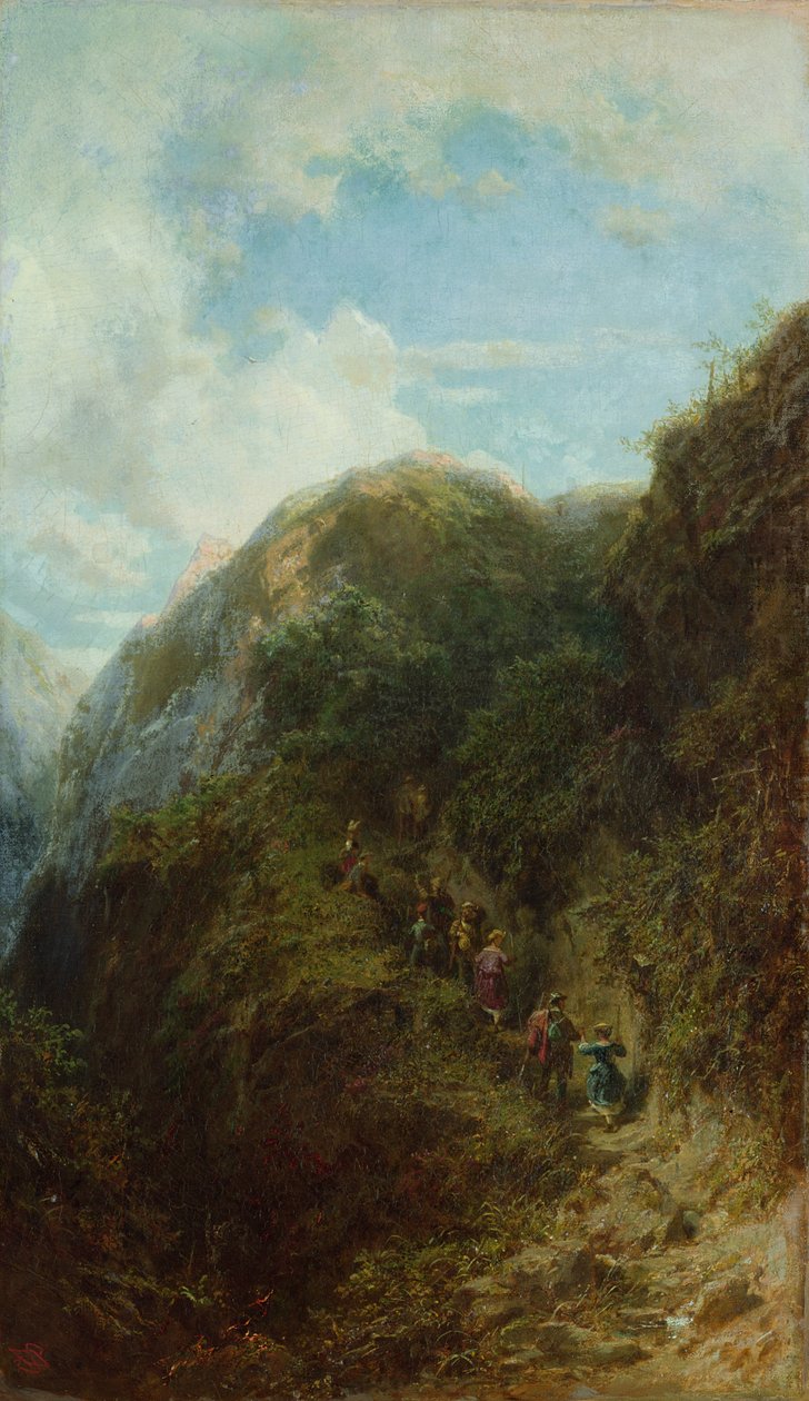 Toeristen in de bergen door Carl Spitzweg
