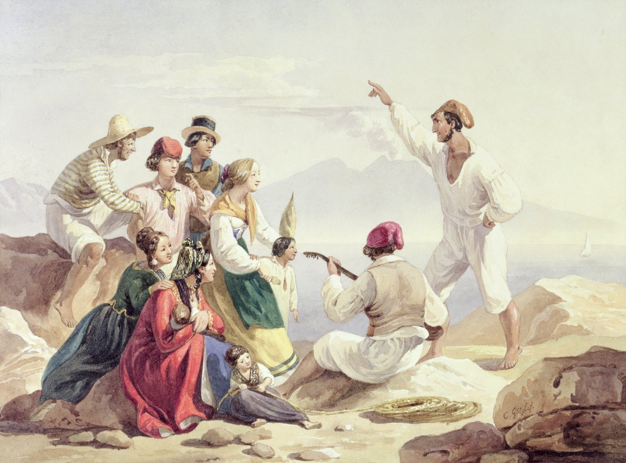 Groep in Napolitaanse kostuums, c.1827 door Carl Wilhelm Goetzloff