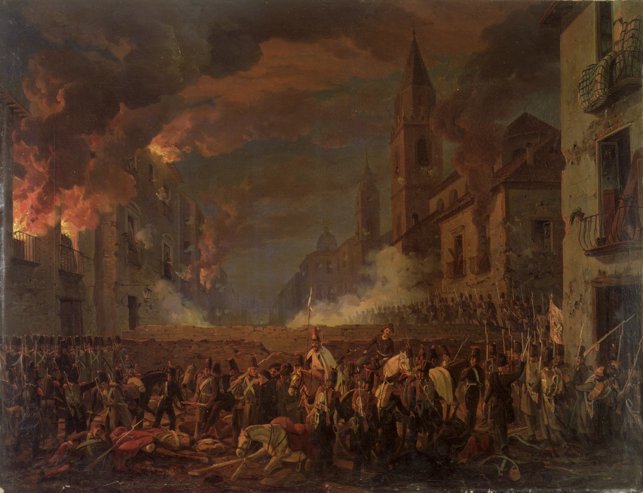 De Verovering van Catania door het 4e Bern Regiment in de Nacht van 5-6 April, 1849 door Carl Wilhelm Goetzloff
