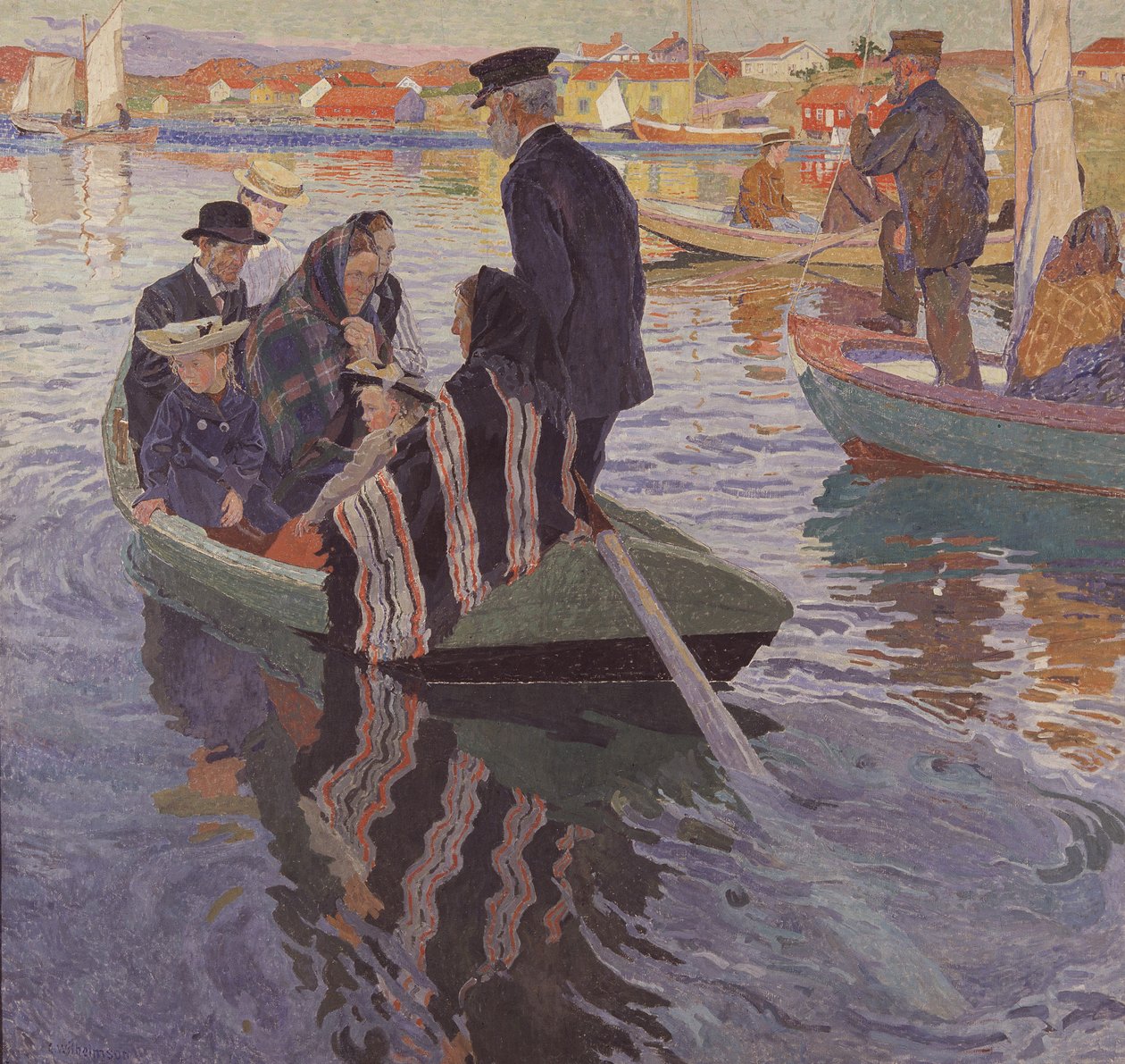 Kerkgangers in een boot door Carl Wilhelm Wilhelmson