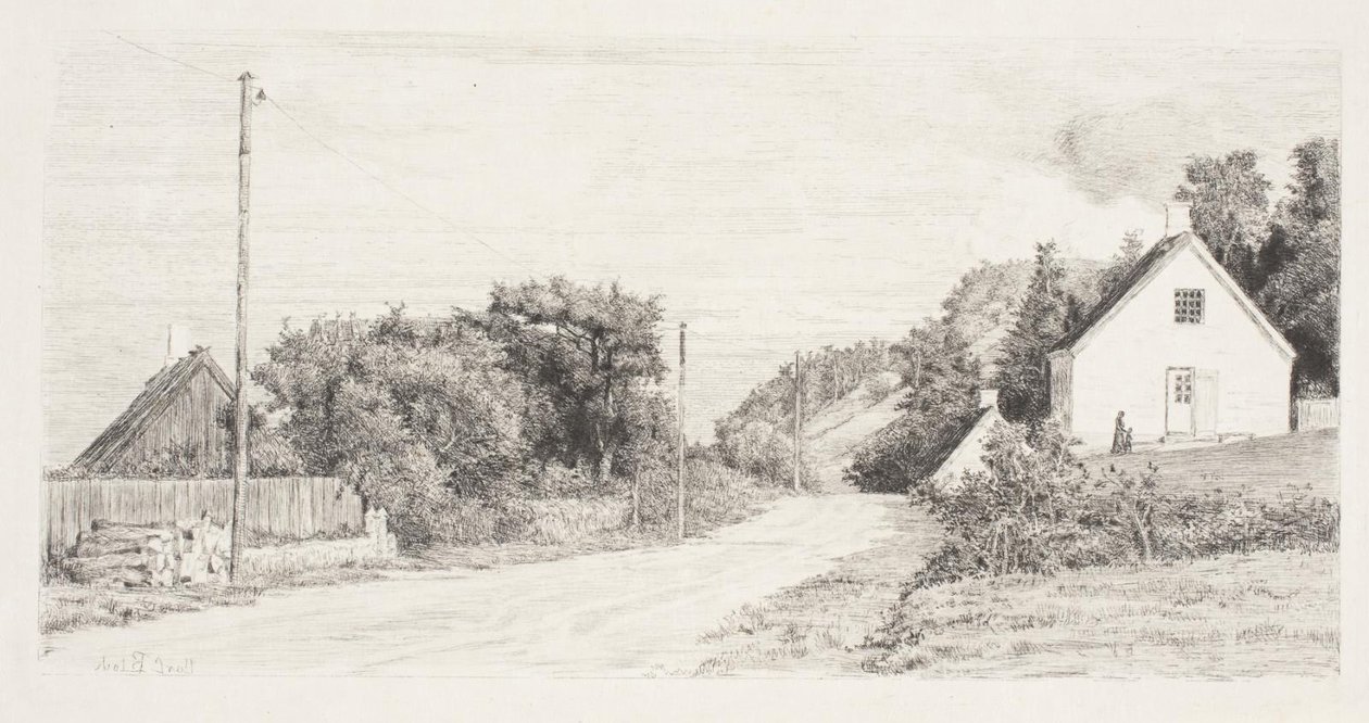 De weg tussen de huizen door Carl Bloch