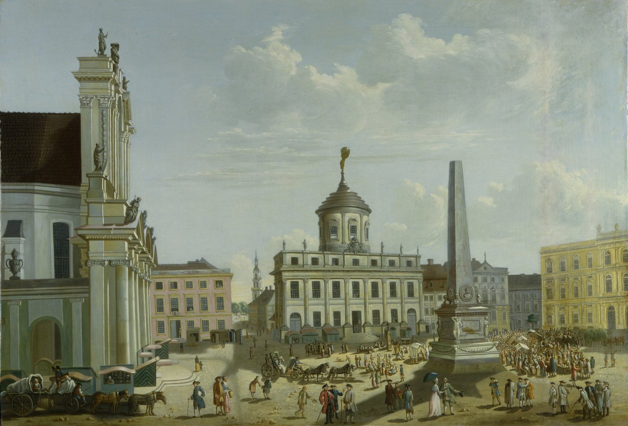 Uitzicht op het stadhuis, 1772 door Carl Christian Baron