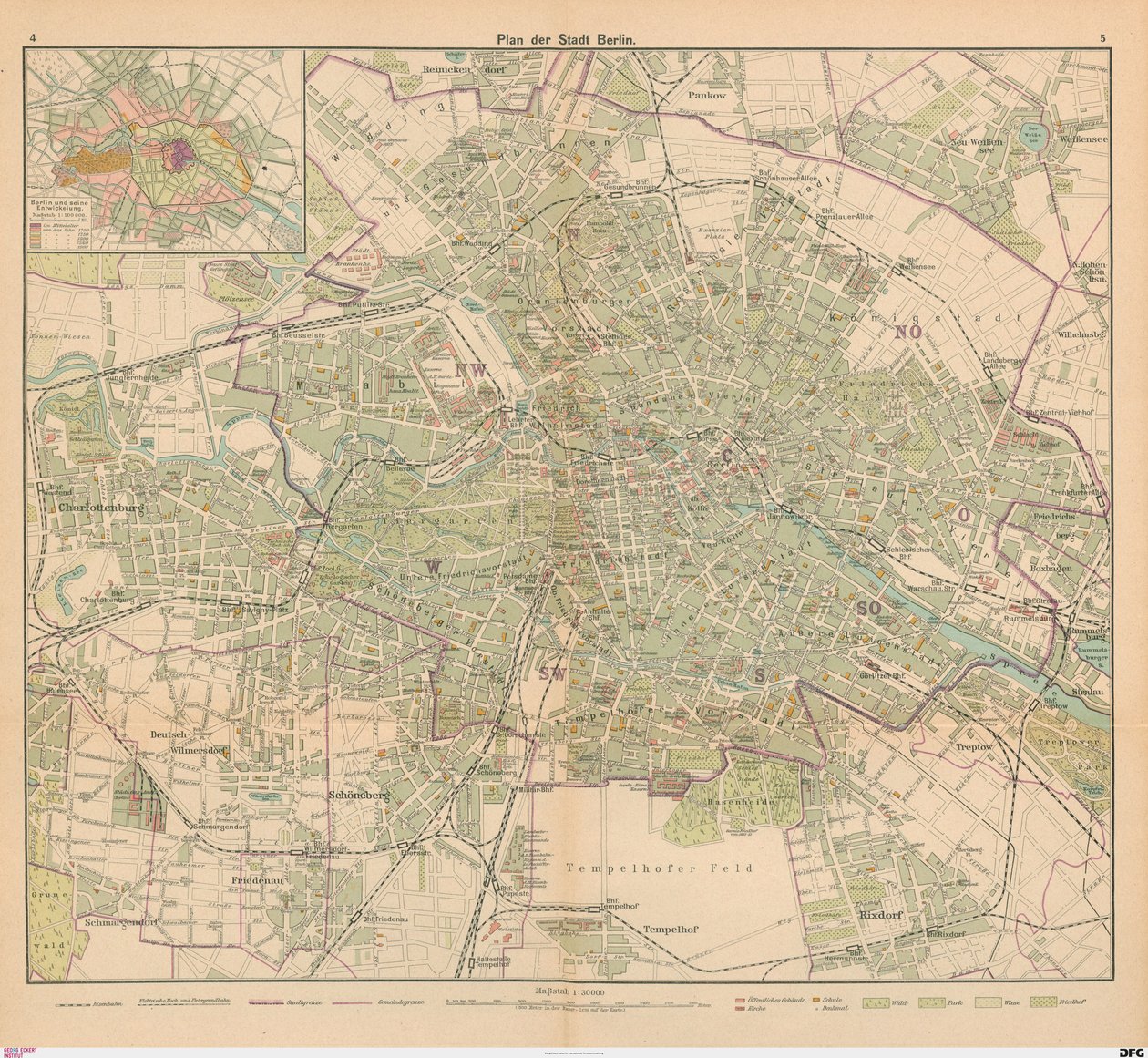 Plan van de stad Berlijn door Carl Diercke