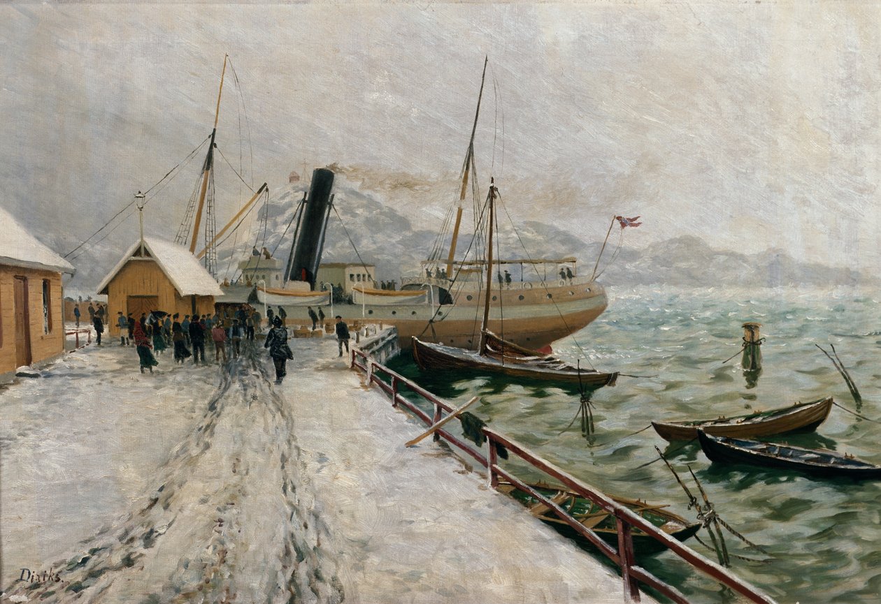 D/S Execellence bij de pier in Fredriksvern door Carl Edvard Diriks