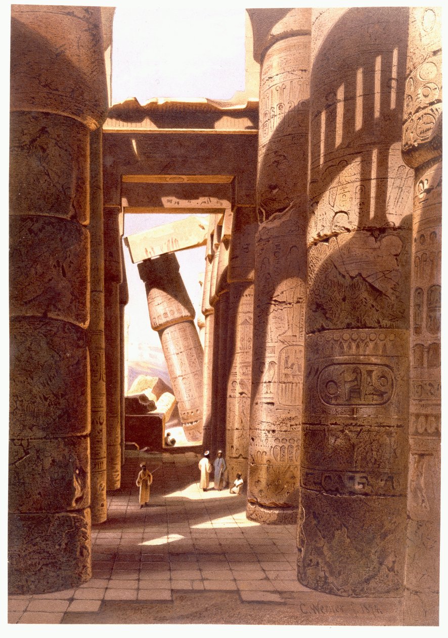 Ruïnes Tempel van Karmak, 1874 door Carl Friedrich Heinrich Werner